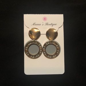 Sale! Drop earrings gold and grey blue